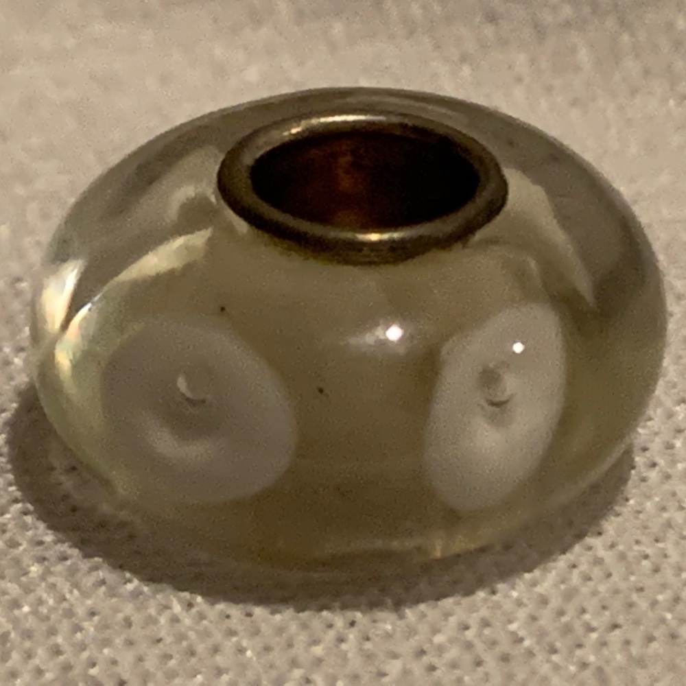 NWOT Clear and White Glass Bead Bracelet Charm